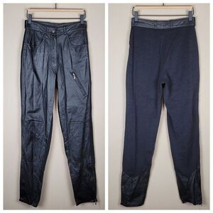 Harley Davidson Vintage 90s Leather Textile Pants High Rise Black Size 38/10